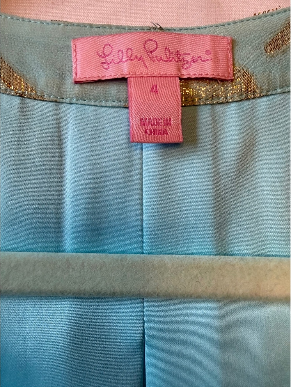 LILLY PULITZER Colby Tunic Dress Blue Silk Gold SIZE 4 - Picture 4 of 5